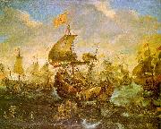 Andries van Eertvelt The Battle of the Spanish Fleet with Dutch Ships in May 1573 During the Siege of Haarlem Spain oil painting artist